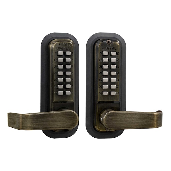 Mechanical Keyless Lever Lock W/ Passage Double Combination Antique Brass